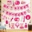 Zyozique My First Hair Cut Decorations/ Mundan Ceremony Decorations Set For Baby Girl - My First Hair Cut Banner & Photo Booth Props, Pink (Pack Of 17)
