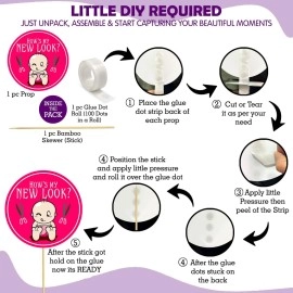 Zyozique My First Hair Cut Decorations/ Mundan Ceremony Decorations Set For Baby Girl - My First Hair Cut Banner & Photo Booth Props, Pink (Pack Of 17)