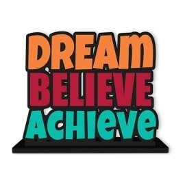 Artvibes Wooden Idols and Figurine Dream Believe Achieve Quote Table Decoration for Office Desk | Home Decor | Living Room | Bedroom | Modern Art Wood Showpiece Decorative Gifting Item (SP_1120)