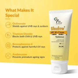 Fixderma Shadow Sunscreen SPF 50+ PA+++ Cream | For Dry Skin | Sun Protection for Body & Face | UVA & UVB Protection | For Women & Men (75g) - Pack of 2