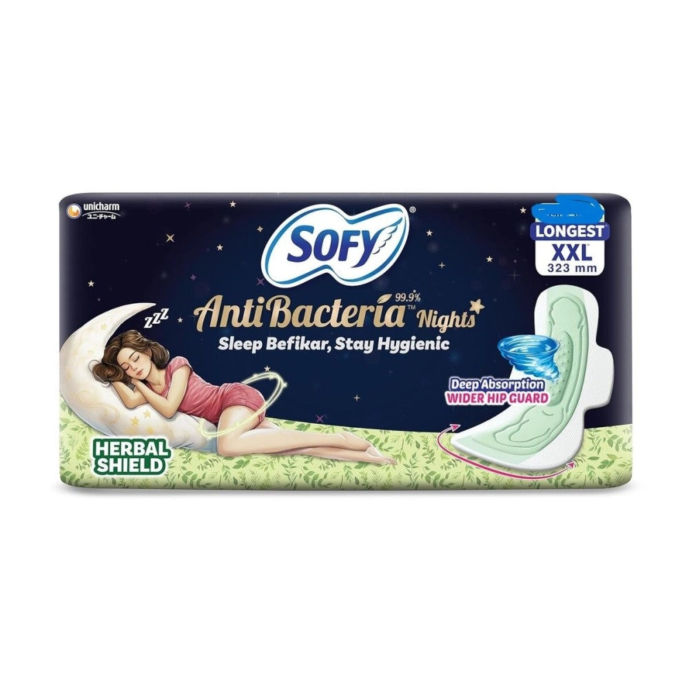 Sofy Women Anti Bacteria Longest XXL Sanitary Pads |Night Protection|Wider Hip Guard| Deep Absorption | Herbal Shield | Hygiene & Herbs | XX-Large, Pack Of 15