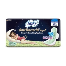 Sofy Women Anti Bacteria Longest XXL Sanitary Pads |Night Protection|Wider Hip Guard| Deep Absorption | Herbal Shield | Hygiene & Herbs | XX-Large, Pack Of 15