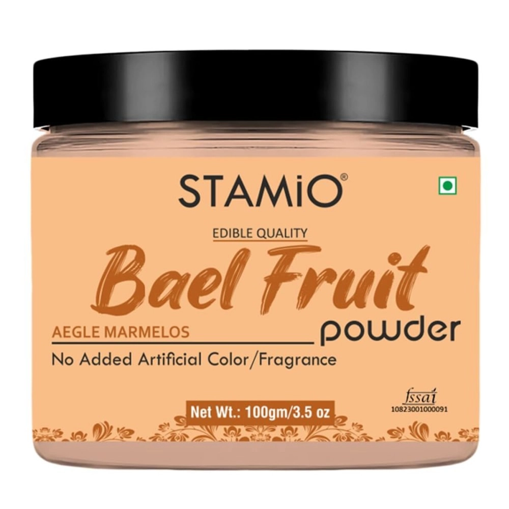 STAMIO Bael Fruit Powder 100gm | Belgiri, Bealgiri, Bael Phal Dry, Wood Apple, Aegle Marmelos, Bilva, Maredu Phalam | Digestive Health | In Jar 3.53 oz