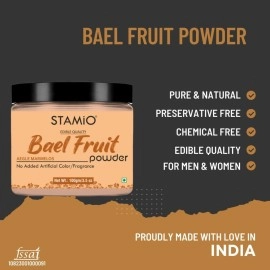 STAMIO Bael Fruit Powder 100gm | Belgiri, Bealgiri, Bael Phal Dry, Wood Apple, Aegle Marmelos, Bilva, Maredu Phalam | Digestive Health | In Jar 3.53 oz