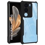 TheGiftKart Shockproof Crystal Clear Back Cover Case for Vivo V29 / V29 Pro 5G | 360 Degree Protection | Protective Design | Transparent Back Cover for Vivo V29 / V29 Pro 5G (PC & TPU, Black Bumper)