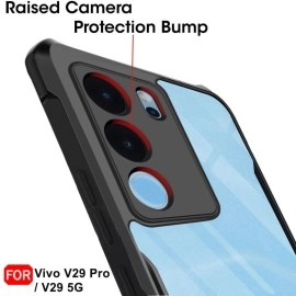 TheGiftKart Shockproof Crystal Clear Back Cover Case for Vivo V29 / V29 Pro 5G | 360 Degree Protection | Protective Design | Transparent Back Cover for Vivo V29 / V29 Pro 5G (PC & TPU, Black Bumper)