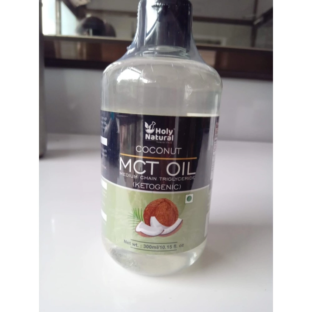 Holy Natural Coconut MCT Oil - 300ml | Fractionated Coconut Oils I Sourced from Pure Coconut | Unsweetened Keto Diet Sports | For Weight Management, Instant Energy, and Intense Focus | Flavorless