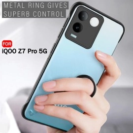 TheGiftKart Hybrid Ultimate Slim Back Case Cover for iQOO Z7 Pro/Vivo T2 Pro 5G | Camera & Screen Protection | Frosted Matte Translucent Hard iQOO Z7 Pro/Vivo T2 Pro Case (PC & TPU, Black Bumper)