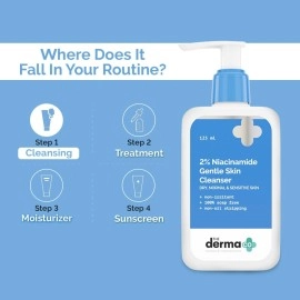 The Derma Co 2% Niacinamide Gentle Skin Cleanser for All Skin Types | Non-Irritant | 100% Soap-Free | 125ml (Pack of 2)