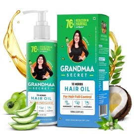 NIDHIS GRANDMAA SECRET 13 Herbs Hair Oil - Handmade Natural Hair Oil with Coconut Oil, Curry Leaves, and more - Hair Fall Control Oil for Dry Damaged Hair - 100ML