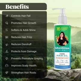 NIDHIS GRANDMAA SECRET 13 Herbs Hair Oil - Handmade Natural Hair Oil with Coconut Oil, Curry Leaves, and more - Hair Fall Control Oil for Dry Damaged Hair - 100ML