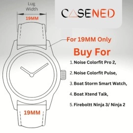 CASENED 19mm Slim Silicone Strap Band with Metal Buckle for Noise Colorfit Pro 2, Noise Colorfit Pulse, Boat Storm Smart Watch, Boat Xtend Talk,Fireboltt Ninja 2/3 & 19mm All Watches (Black)