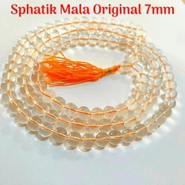 Anciently Sphatik Mala Original | Spadigam Malai Original | Sphatik Jaap Mala 108 Beads, Quartz, White, 1 Piece (7 mm)