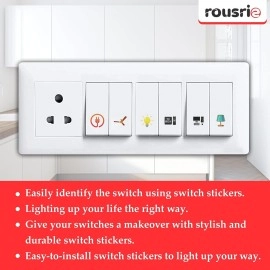 ROUSRIE Switch ID Sticker Clear Vinyl Labels for Home Office Electric Board Appliances Multicolor Switch Sticker Lables Switchboard 27 Designs 495 Stickers