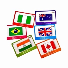 Learning dino World Countries Flashcards | World Country Flags Flash Cards for Kids - 50 Country, Continent, Capital, Population Country Flag, Economy, Languages, Currency Flashcards
