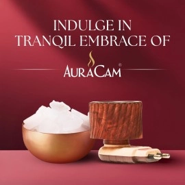 AuraCam Gold Standard Bhimseni Camphor with Electrical Diffuser/Camphor/Kapoor Burner/Aromatic for Pooja, Meditation, Havan/Pure & Natural Pacha Kapoor with Stand for Home, Office (Pack 1, 500 g)