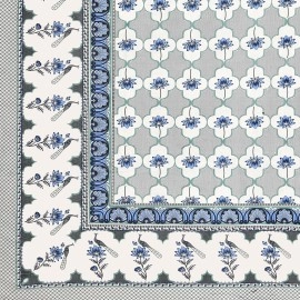 Blizz Mont by Jaipur Fabrics | Magnolia Collection | Printed Diwan Set | Pure Cotton | Quilted | Set Contains- 8 Pieces (1 Single Bedsheet, 2 Boster Covers, 5 Cushion Covers) (Blue Lotus-1+2+5)