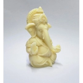 Gold Art India Ganpati Idol with Silver Antique Finish | Ganesha murti for Home Decor | Ganesh Statue for Car Dashboard | Ganpati ji murti for Puja | (MUKUTSILANTIQMATTEMDF) (3.5 x 2.5), Religious