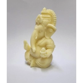 Gold Art India Ganpati Idol with Silver Antique Finish | Ganesha murti for Home Decor | Ganesh Statue for Car Dashboard | Ganpati ji murti for Puja | (MUKUTSILANTIQMATTEMDF) (3.5 x 2.5), Religious