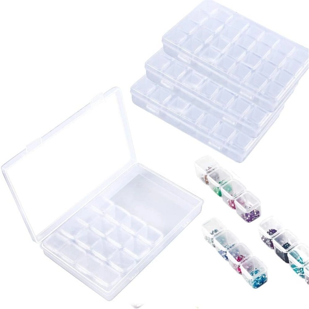 Styxon 28 Grids Storage Box Organizers Clear Bead Container, Simuer Diamond Embroidery Box Diamond Painting Accessory Storage Box Transparent Jewelry Nail Art Accessory Container Case