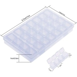 Styxon 28 Grids Storage Box Organizers Clear Bead Container, Simuer Diamond Embroidery Box Diamond Painting Accessory Storage Box Transparent Jewelry Nail Art Accessory Container Case