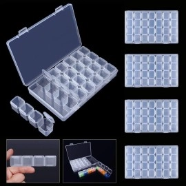 Styxon 28 Grids Storage Box Organizers Clear Bead Container, Simuer Diamond Embroidery Box Diamond Painting Accessory Storage Box Transparent Jewelry Nail Art Accessory Container Case