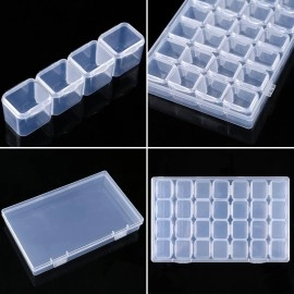 Styxon 28 Grids Storage Box Organizers Clear Bead Container, Simuer Diamond Embroidery Box Diamond Painting Accessory Storage Box Transparent Jewelry Nail Art Accessory Container Case