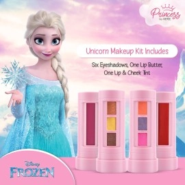 RENEE Disney Frozen Princess Unicorn Makeup Kit Elsa 7.4 Gm, Pre-teen Girls, Includes 2 Matte, 4 Shimmer Eyeshadows, Lip Butter, Lip & Cheek Tint, Compact & Travel Friendly, Cruelty-Free & Vegan