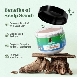NIDHIS GRANDMAA SECRET Scalp Scrub - Natural Curry Leaves & Seaweed Scalp Scrub for Dandruff, Buildup, Dead Skin - Cleansing and Exfoliating Dry Scalp Scrub - Sulphate/Parabens Free - 200mL