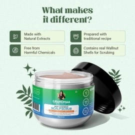 NIDHIS GRANDMAA SECRET Scalp Scrub - Natural Curry Leaves & Seaweed Scalp Scrub for Dandruff, Buildup, Dead Skin - Cleansing and Exfoliating Dry Scalp Scrub - Sulphate/Parabens Free - 200mL
