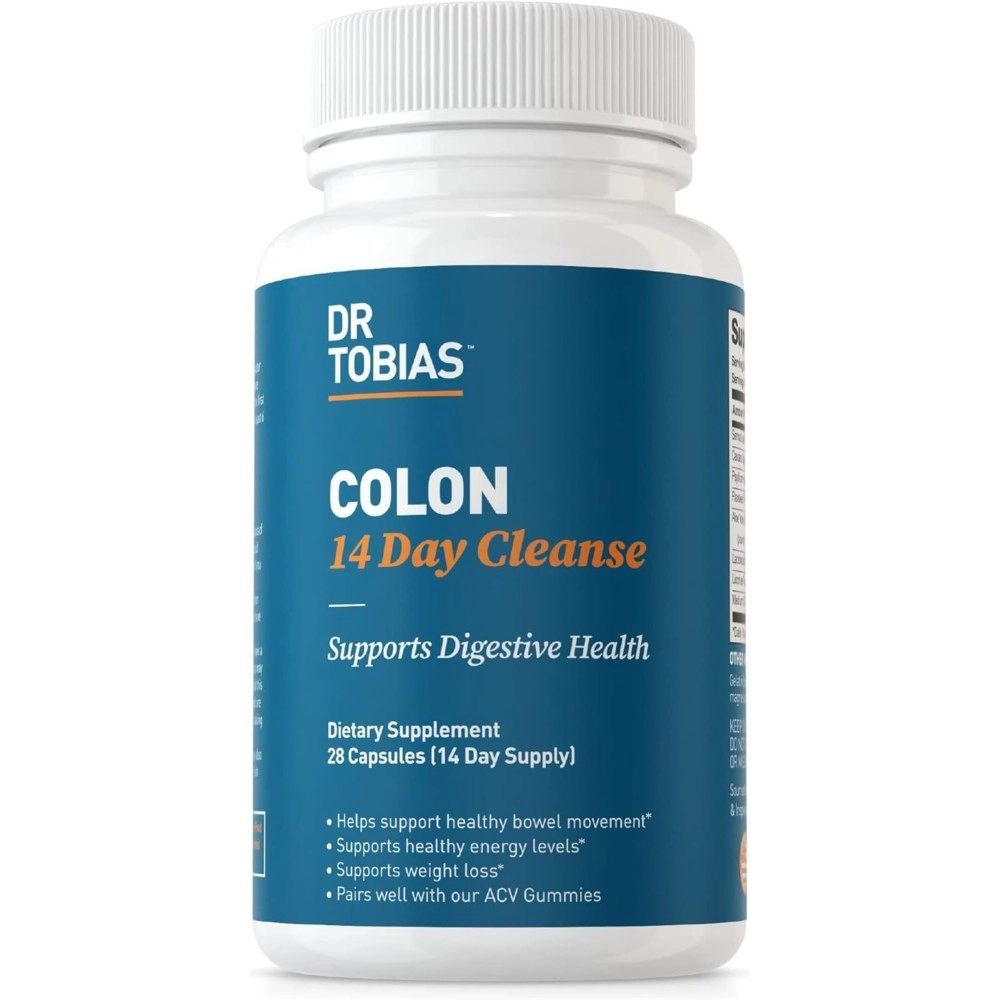 Dr Tobias Colon 14 Day Cleanse, Advanced Gut Cleanse Detox for Women & Men with Cascara Sagrada, Psyllium Husk & Senna Leaf, Non-GMO Colon Cleanse, 28 Capsules