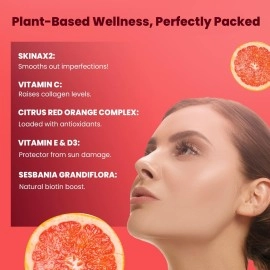 Stronger Me for Glowing Skin | 30 Oral Melting Strips | Vitamin E, D3, C, SkinAx2TM for Building Collagen, Slow Down Ageing, Acne Control and Reduces Hyperpigmentation | 100% Plant-Based, Strawberry