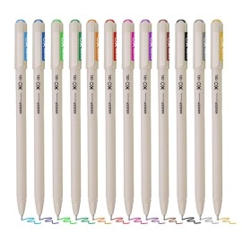 Flair Hauser XO Multicolor Gel Pen with Hard Box Case | Sleek Body & Minimalistic Design | Matt Finish | Ultra Durable Tip | Set Of 12 Bright Ink Colors
