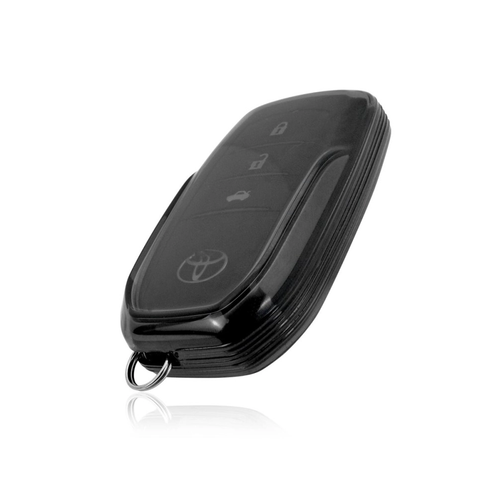 JVCV Soft TPU Transparent Cover Compatible with Toyota Fortuner, Hilux, Innova Crysta, Fortuner Legender, Innova HyCross, Land Cruiser 2B/3B Smart Key (Transparent Black)