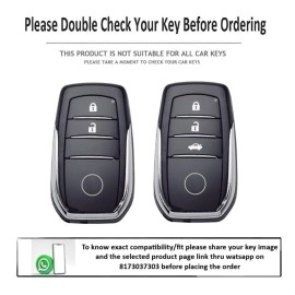 JVCV Soft TPU Transparent Cover Compatible with Toyota Fortuner, Hilux, Innova Crysta, Fortuner Legender, Innova HyCross, Land Cruiser 2B/3B Smart Key (Transparent Black)