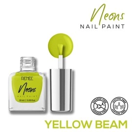 Renee Neons Nail Paint - Yellow Beam, Quick Drying, Glossy Finish, Long Lasting, Chip resisting Formula with High Shine & Full Coverage, Acetone & Paraben Free