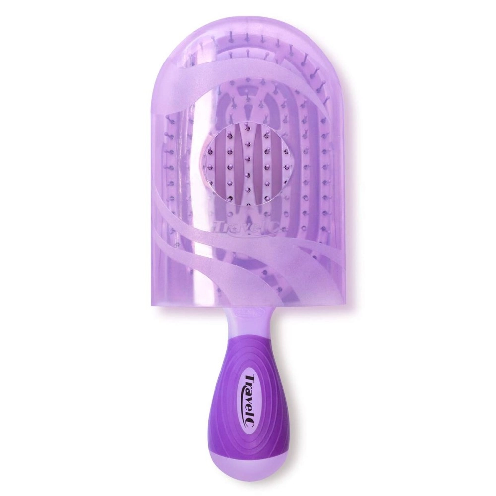 NuWay 4HAIR U.S. Patented Detangler Hair Brush for Men & Women - Purple | Hair Comb for Scalp Care - Fast Dry Venting Scheme - Special Formulated Bristles | TravelC Detangling Brush for All Hair Type