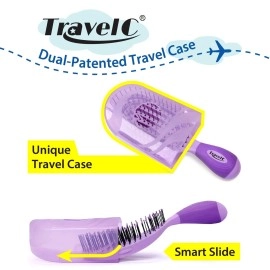 NuWay 4HAIR U.S. Patented Detangler Hair Brush for Men & Women - Purple | Hair Comb for Scalp Care - Fast Dry Venting Scheme - Special Formulated Bristles | TravelC Detangling Brush for All Hair Type