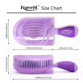 NuWay 4HAIR U.S. Patented Detangler Hair Brush for Men & Women - Purple | Hair Comb for Scalp Care - Fast Dry Venting Scheme - Special Formulated Bristles | TravelC Detangling Brush for All Hair Type