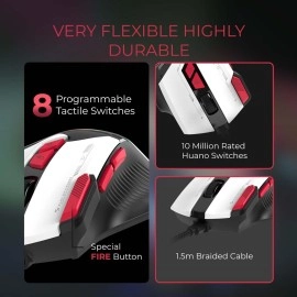 EvoFox AMKETTE Blaze Programmable Gaming Mouse with 1000Hz Polling Rate | Gaming Grade Sensitive DPI 200-1280 | RGB Lights | Windows Software and More