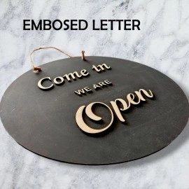 ROOT KRAFT Open & Closed Board for Shop, Office, Restaurant and Hotel Door Hanging Wooden (EMBOSED LETTER, 30x30cm)