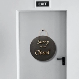 ROOT KRAFT Open & Closed Board for Shop, Office, Restaurant and Hotel Door Hanging Wooden (EMBOSED LETTER, 30x30cm)