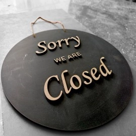 ROOT KRAFT Open & Closed Board for Shop, Office, Restaurant and Hotel Door Hanging Wooden (EMBOSED LETTER, 30x30cm)