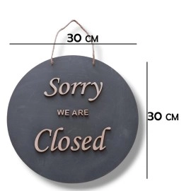 ROOT KRAFT Open & Closed Board for Shop, Office, Restaurant and Hotel Door Hanging Wooden (EMBOSED LETTER, 30x30cm)