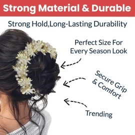 TEMPERIA Hair Accessories For Women & Girls Stylish for Wedding - Artificial Flowers & Pearl Style Juda Bun Accessories - Floral Bridal Brooch & Hair Pins - Hairstyle Decoration Bride Clips (MN11)