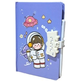 TECHNOCHITRA Space Astronaut Printed Secret Password Lock Diary for Kids