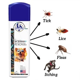 The Pet Mom Anti-Tick, Lice & Flea Dog Powder for Soft & Conditioned Coat No Rinse Anti-Itching | Dog Powder for Ticks and Fleas - All Dog Breed -100Gm