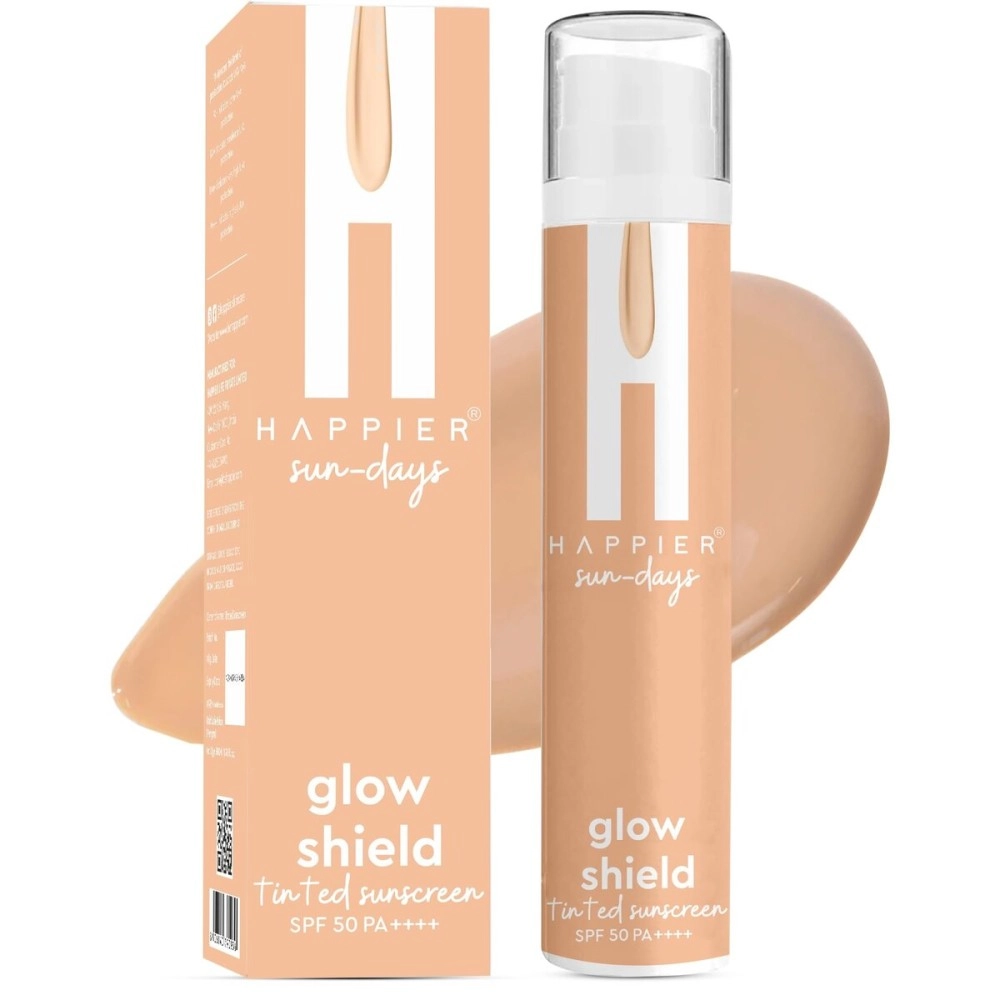 Happier Tinted Sunscreen SPF 50 PA+++ | Lightweight, Quick Absorbing, Non-Greasy, No White Cast, Radiant Finish | Tinted Sunscreen for Oily Skin | Long-Lasting UVA/UVB Protection for Oily & Dry Skin