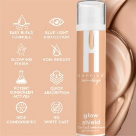 Happier Tinted Sunscreen SPF 50 PA+++ | Lightweight, Quick Absorbing, Non-Greasy, No White Cast, Radiant Finish | Tinted Sunscreen for Oily Skin | Long-Lasting UVA/UVB Protection for Oily & Dry Skin