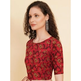 Yash Gallery Women\'s Cotton Floral Printed Regular Blouse (7014YKBLSMAROON, MAROON, XL)